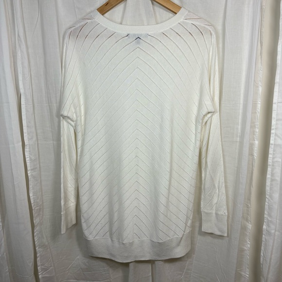 Banana Republic White Pointelle Round Neck Sweater‎ Tunic Size M - Picture 4 of 8